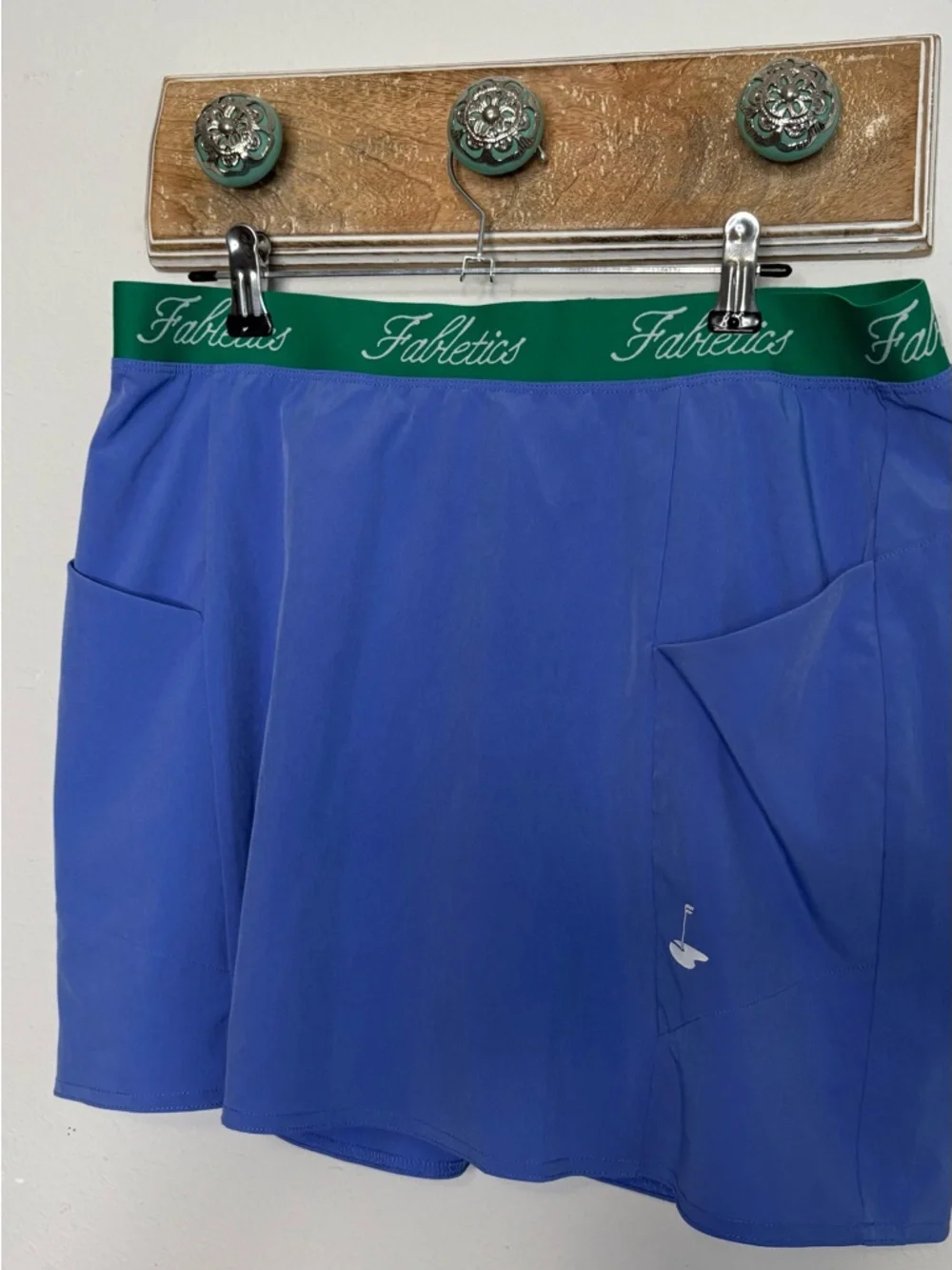 Fabletics Periwinkle Athletic Skort with Green Logo Waistband - Picture 5 of 8